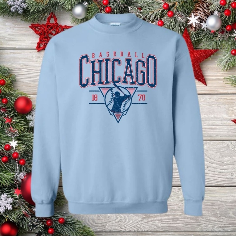 Chicago Baseball Graphic Men's Sweater - Light Blue